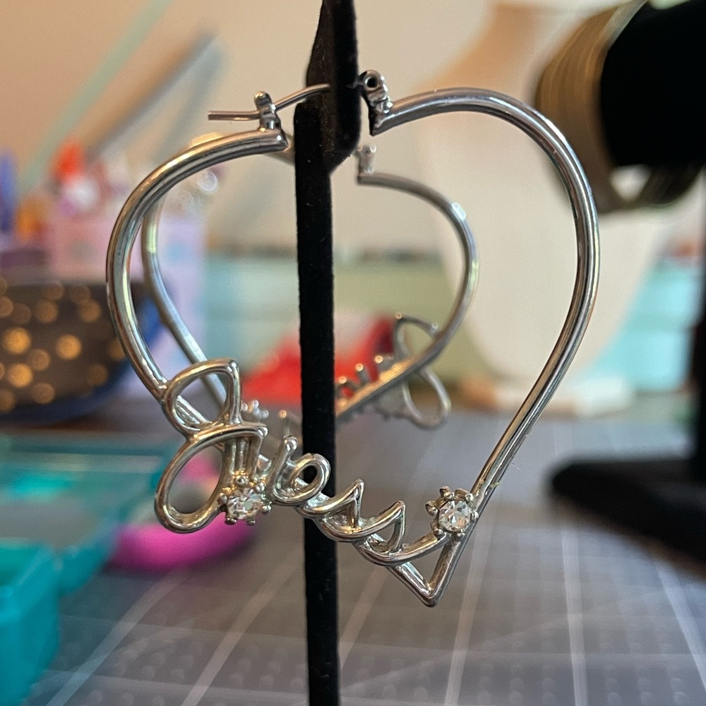 Silver-tone guess earrings